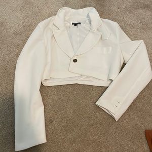 Cropped White Blazer